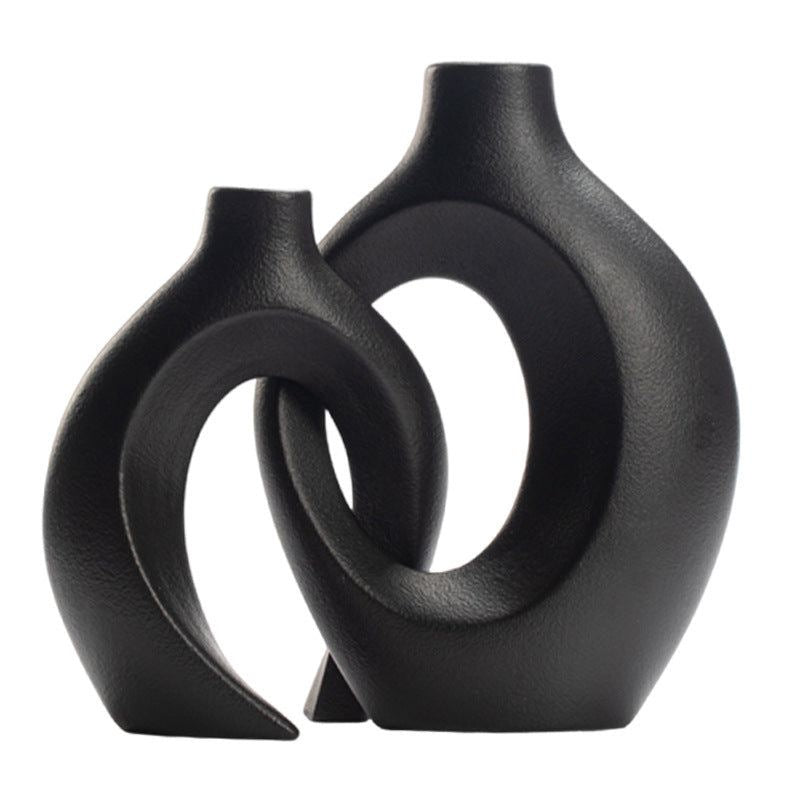 Elegante Skulpturvase Duo (2er Set) aus Kunststoff